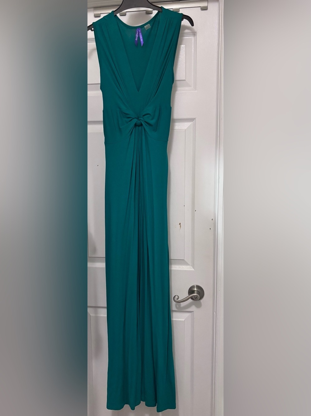 Sleeveless Teal Twist-Front Maxi Dress maternity dress